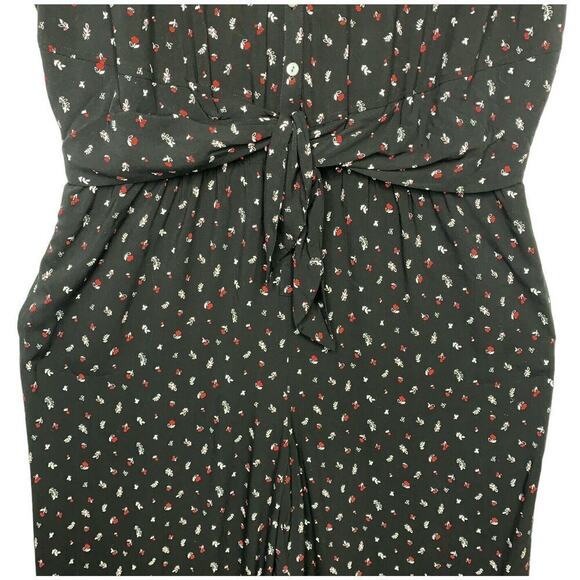 J Jill Floral Tie Front Wide-Leg Jumpsuit Womens Size L Black Red NWT $129 - Picture 6 of 12